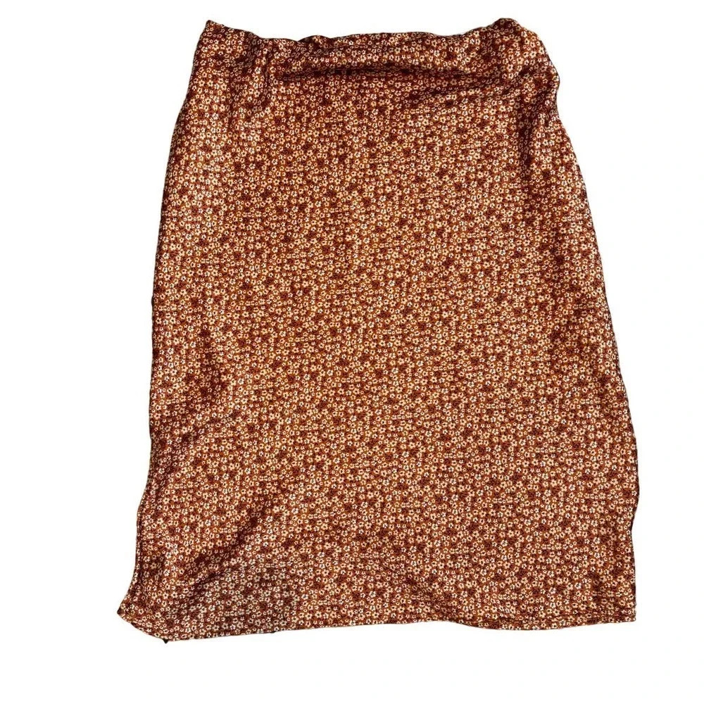 Floral Midi Skirt in Rust Floral